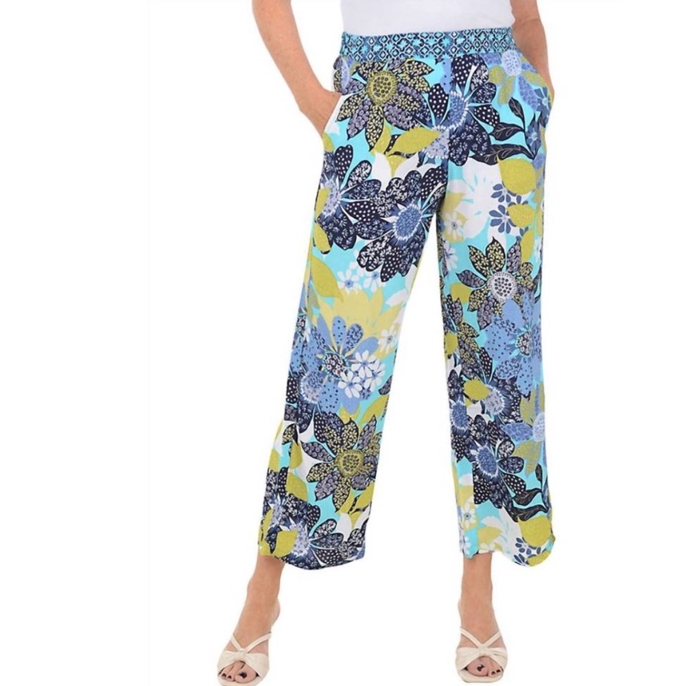 Habitat 39565 Vintage Mixed
Print Flood Pant In Lake Size‎ Small Wide Leg